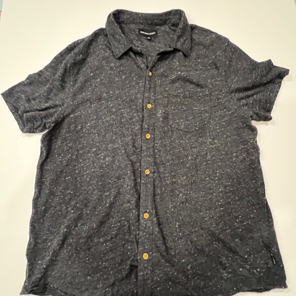 Lucky Brand XL Charcoal Speckled Marled Casual Resort Button-Up Shirt